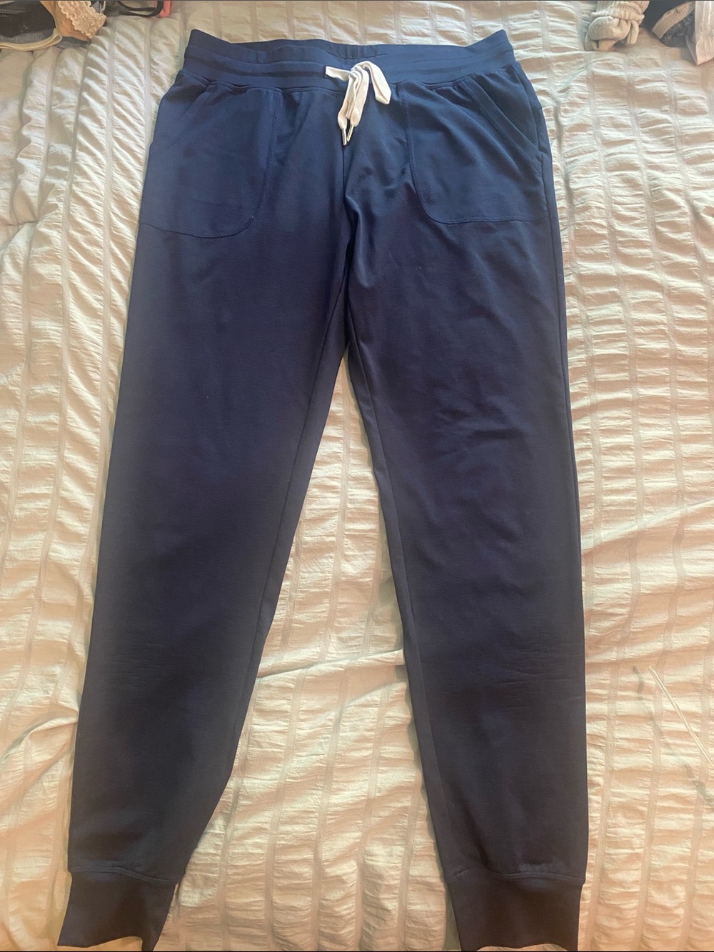 ZYIA Navy Drawstring Jogger Pants with White Tie